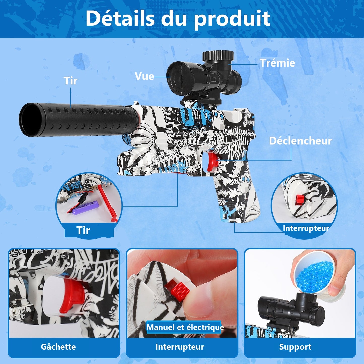 Pistolet à Orbeez Électrique